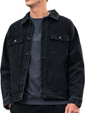 Men's Denim Jacket Vintage-Inspired Jean Jacket with Multiple Pockets - Cotton Blend, Machine Washable
