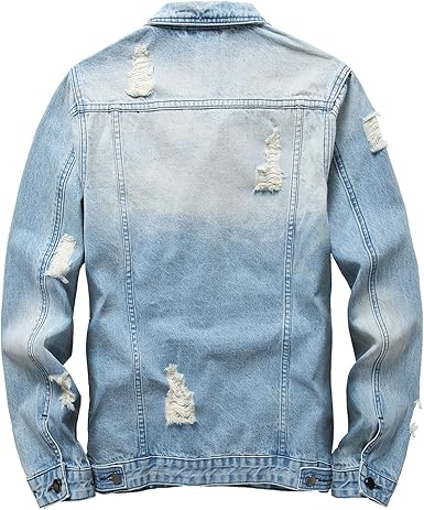 Jacket Men - Casual Vintage Regular Fit Button Down Trucker Style – Mens Jean Jackets Stylish Everyday Outerwear