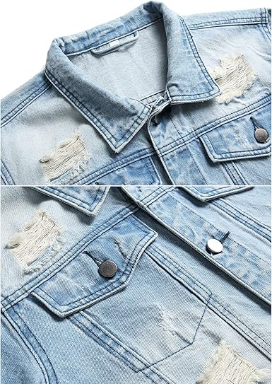 Jacket Men - Casual Vintage Regular Fit Button Down Trucker Style – Mens Jean Jackets Stylish Everyday Outerwear