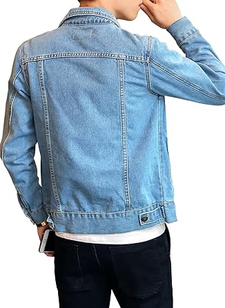 Jean Jacket Men - Button Down Trucker Style with Functional Pockets - Classic Mens Denim Jackets for Casual Outfits