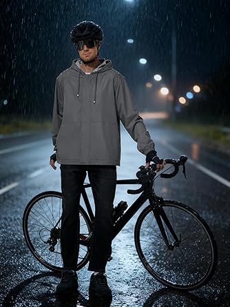 Mens Rain Jacket Lightweight Windbreaker Waterproof Raincoat Cycling Running Hiking Gear Hood Packable